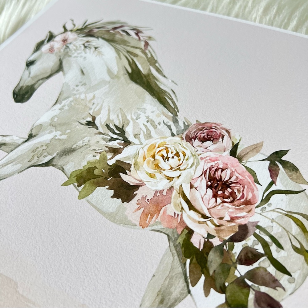 Floral Horse Watercolor Illustration Wall Art Print Poster Unframed - Picture 16 of 16